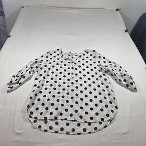Hester & Orchard Polka Dot 3/4 Sleeve V-Neck Women's Top - White/Black
